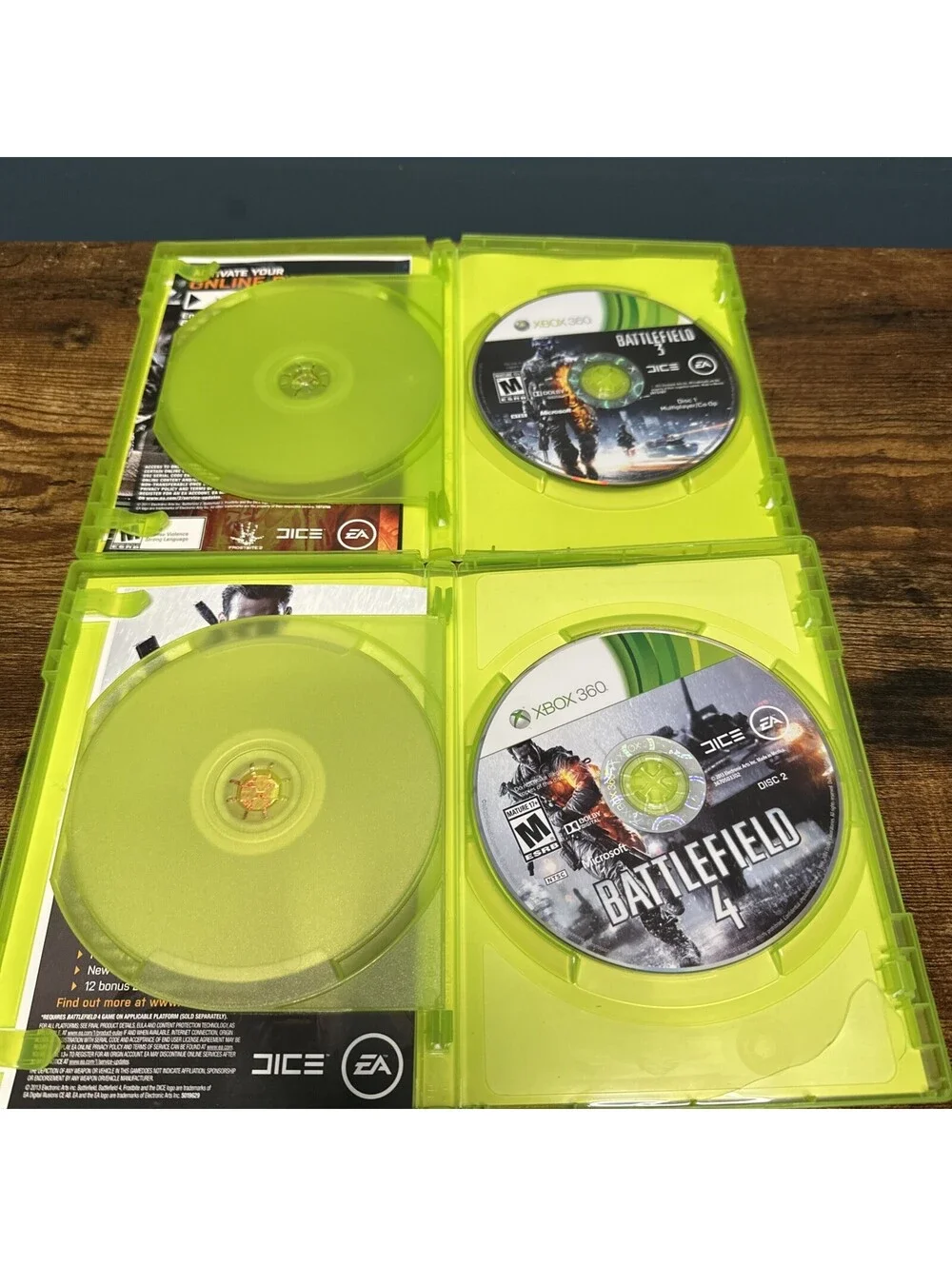 BATTLEFIELD 3 and 4 Xbox 360 COMPLETE ALL 4 discs and manuals